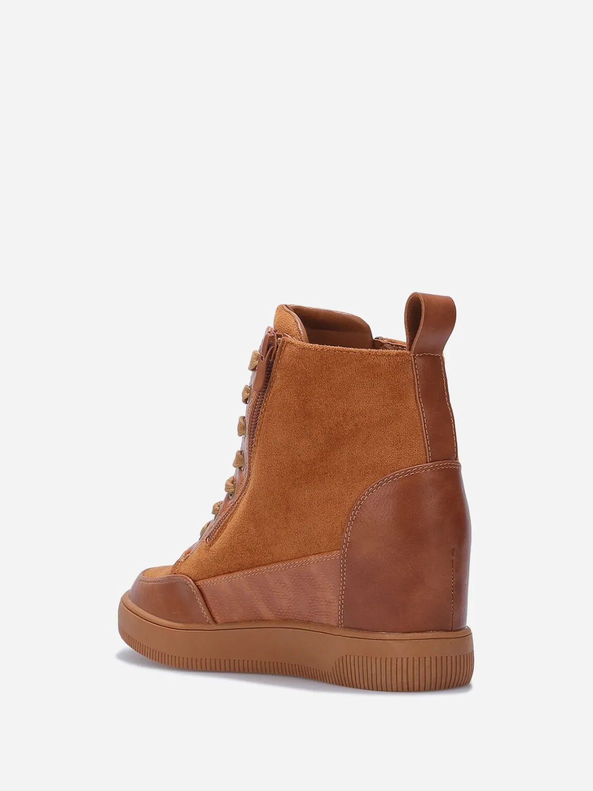 Hot La Modeuse Baskets compensées bi-matières Camel