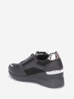 Clearance La Modeuse Baskets compensées et bi-matières Noir