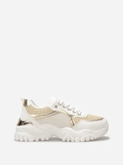 Outlet La Modeuse Baskets crantées multi-matières Blanc
