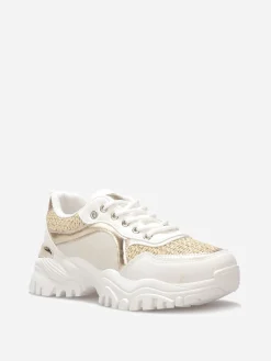 Outlet La Modeuse Baskets crantées multi-matières Blanc