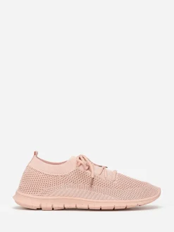 New La Modeuse Baskets en maille ajourée  à lacets Rose