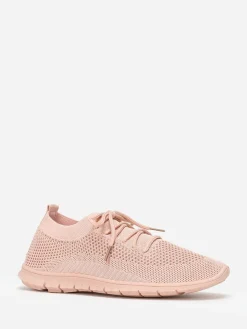 New La Modeuse Baskets en maille ajourée  à lacets Rose