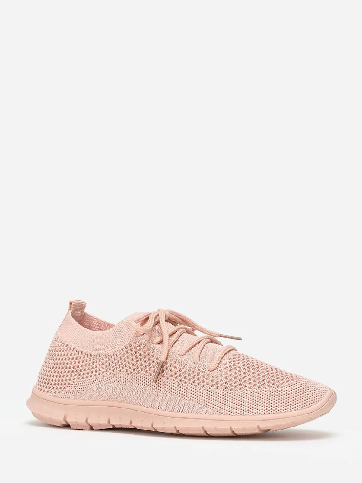 New La Modeuse Baskets en maille ajourée à lacets Rose