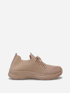 Sale La Modeuse Baskets en maille texturée Taupe
