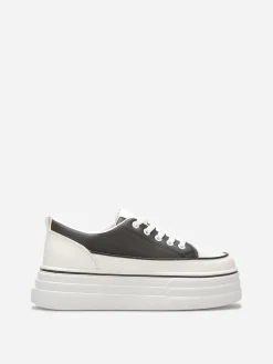 Outlet La Modeuse Baskets en simili à plateforme en relief Noir