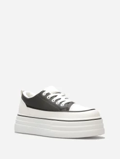 Outlet La Modeuse Baskets en simili à plateforme en relief Noir