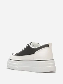 Outlet La Modeuse Baskets en simili à plateforme en relief Noir