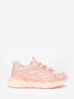 Clearance La Modeuse Baskets running bi-matières  à plateforme Rose