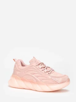 Clearance La Modeuse Baskets running bi-matières  à plateforme Rose