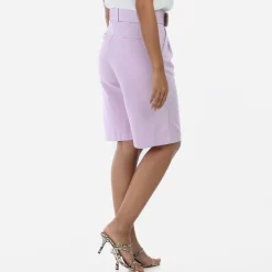 Sale La Modeuse Bermuda à pinces avec ceinture à boucle Violet