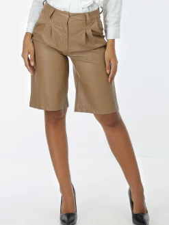 Outlet La Modeuse Bermuda en simili Camel
