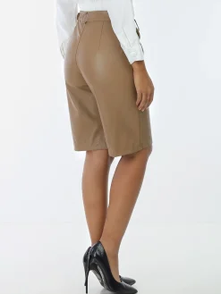 Outlet La Modeuse Bermuda en simili Camel