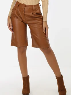 Hot La Modeuse Bermuda en simili Marron