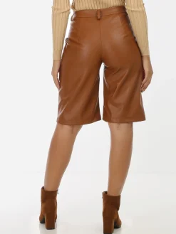 Hot La Modeuse Bermuda en simili Marron