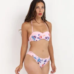 Discount La Modeuse Bikini   à fleurs avec lanières Rose