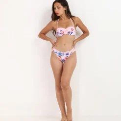 Discount La Modeuse Bikini   à fleurs avec lanières Rose