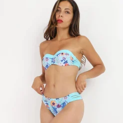 Best La Modeuse Bikini à fleurs avec lanières BleuClair
