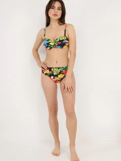 La Modeuse Bikini à imprimé tropical Noir