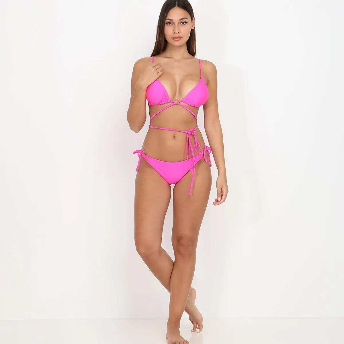 Best La Modeuse Bikini avec lanières croisées à nouer Fuchsia