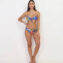 Online La Modeuse Bikini bandeau  à fleurs tropicales Bleu