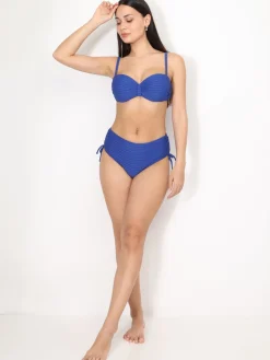 Clearance La Modeuse Bikini bandeau texturé à nouer Bleu