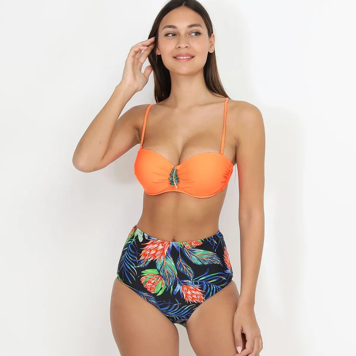 Discount La Modeuse Bikini push-up à bijou feuille Orange