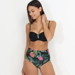 Outlet La Modeuse Bikini push-up à bijou feuille Noir