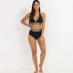 Discount La Modeuse Bikini taille haute à motif Grecque Noir