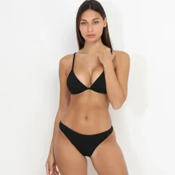 Discount La Modeuse Bikini triangle côtelé Noir