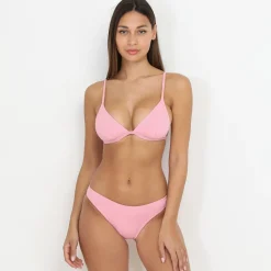 Discount La Modeuse Bikini triangle côtelé Rose