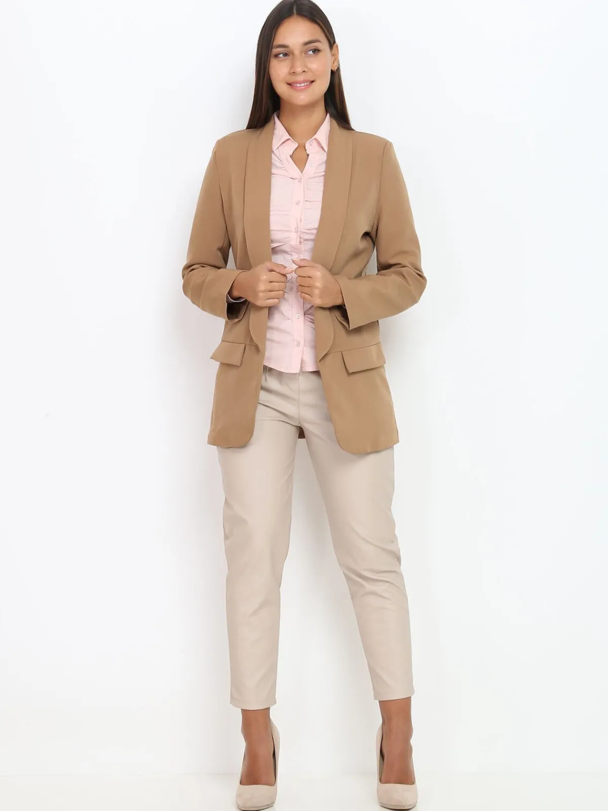 Best La Modeuse Blazer à col châle Camelfoncé