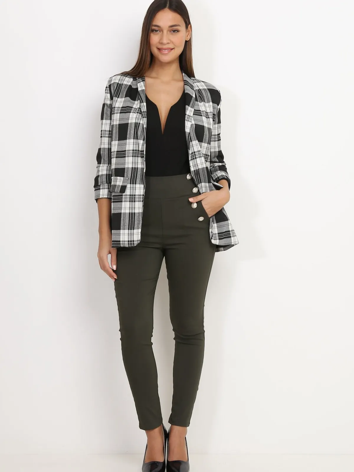 Sale La Modeuse Blazer à imprimés carreaux