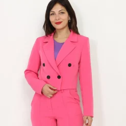 Clearance La Modeuse Blazer court à boutons Fuchsia