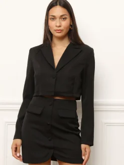 Online La Modeuse Blazer court avec col à revers Noir