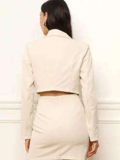 Online La Modeuse Blazer court avec col à revers Beige