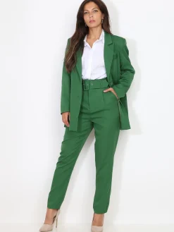Online La Modeuse Blazer droit à ceinture amovible Vert