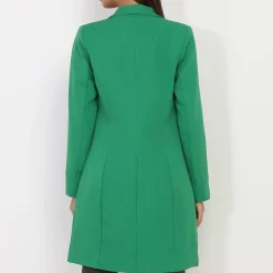 Sale La Modeuse Blazer long à col châle et poches Vert