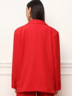Online La Modeuse Blazer oversize à double poches plaquées Rouge