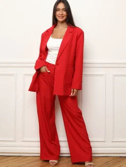 Online La Modeuse Blazer oversize à double poches plaquées Rouge