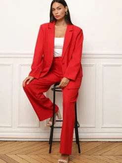 Online La Modeuse Blazer oversize à double poches plaquées Rouge