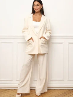 Clearance La Modeuse Blazer oversize à double poches plaquées Beige