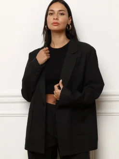 Outlet La Modeuse Blazer oversize à double poches plaquées Noir