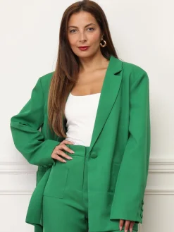 Discount La Modeuse Blazer oversize à double poches plaquées Vert