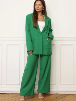 Discount La Modeuse Blazer oversize à double poches plaquées Vert