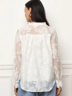 Discount La Modeuse Blouse en voile à imprimé floral Blanc