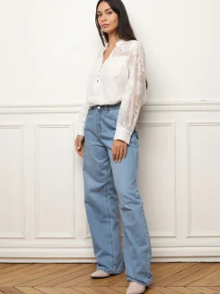 Discount La Modeuse Blouse en voile à imprimé floral Blanc
