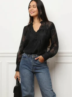 Best La Modeuse Blouse en voile à imprimé floral Noir