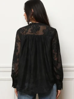 Best La Modeuse Blouse en voile à imprimé floral Noir