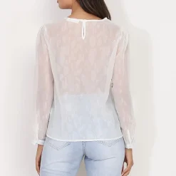 New La Modeuse Blouse transparente scintillante à volants Blanc