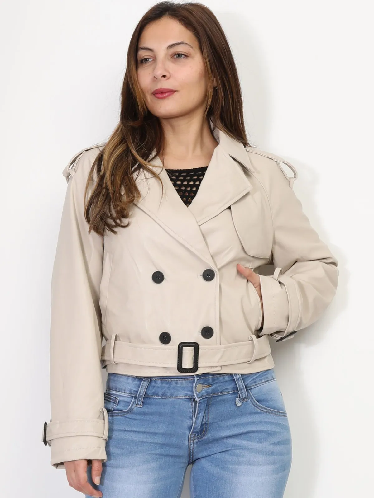 New La Modeuse Blouson style trench en simili Beige
